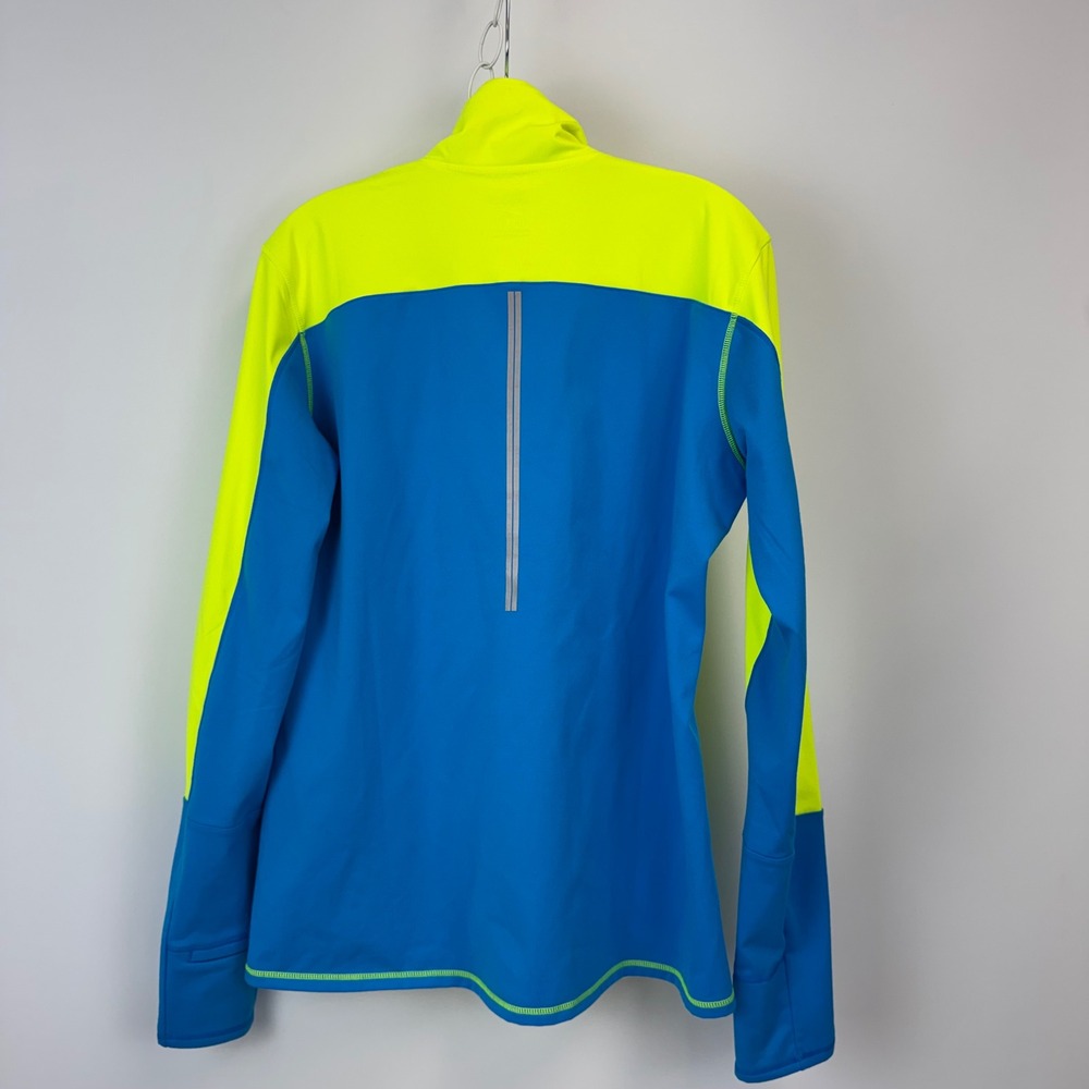 Brooks Dash 1/2 Zip Running Pullover Neon Yellow Blue Fleece Lined 221223 L - Picture 4 of 15
